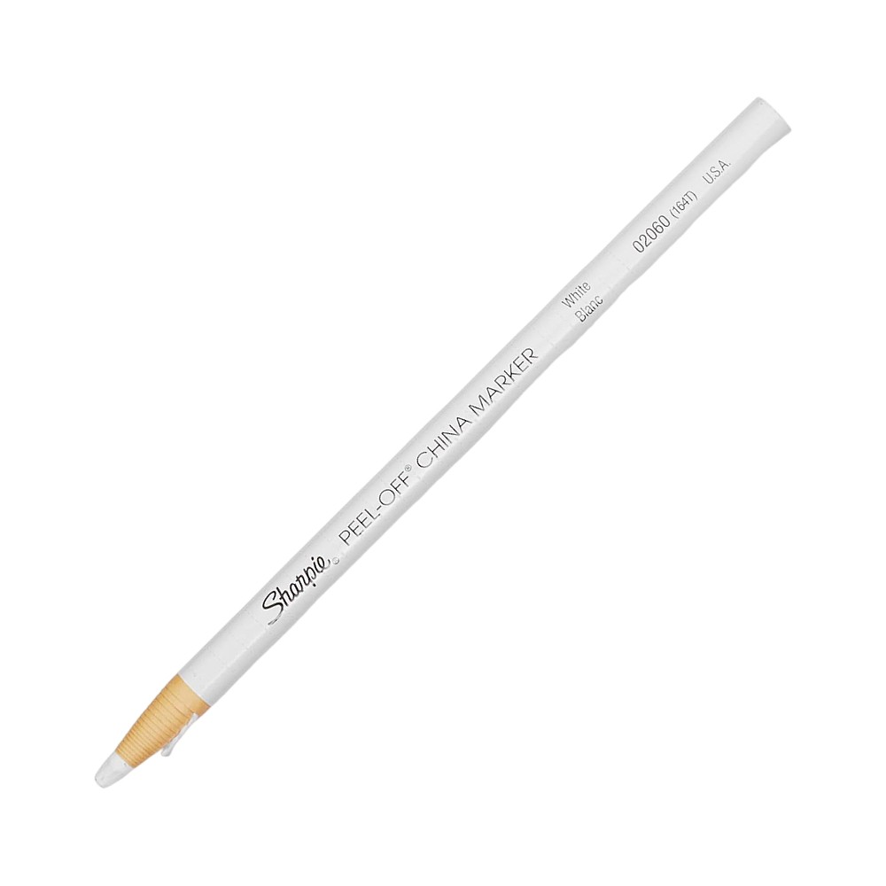 ดินสอมาร์คเกอร์ Sharpie S0305061 Pro Wax Pencil Peel-Off Wax Marks tip 2.0 mm. สีขาว on SKIN and Glass & Plastic
