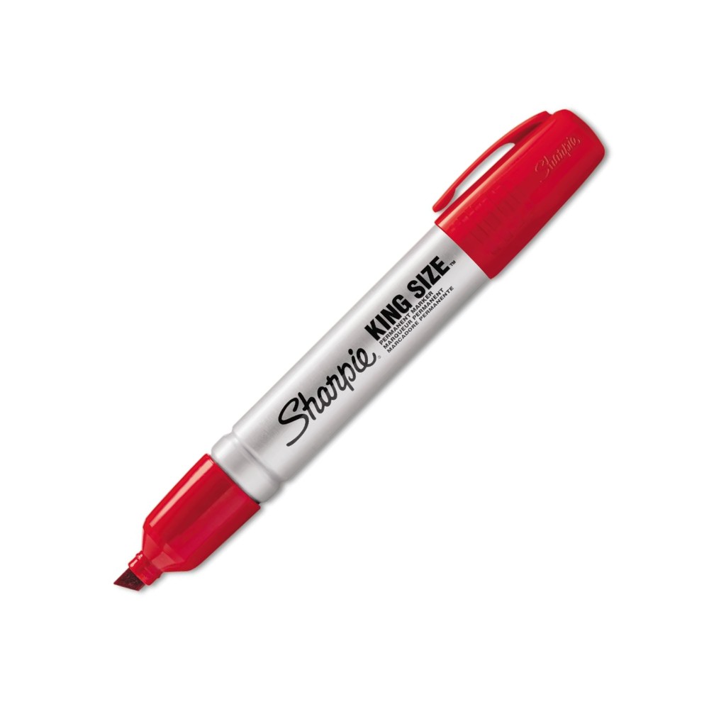 มาร์คเกอร์ Sharpie 15002 King Size Chisel Tip 5 mm. สีแดง หมึกกันน้ำและติดทนนาน