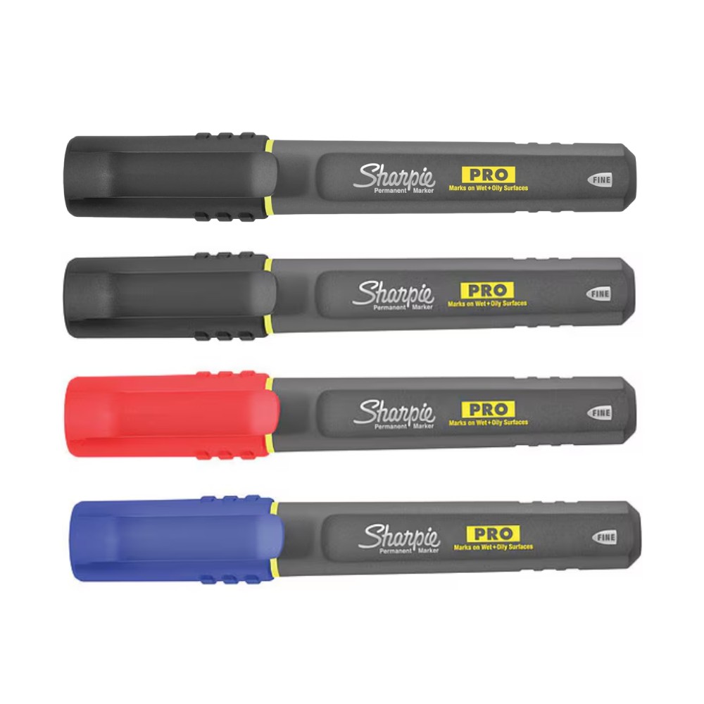 ชุดมาร์คเกอร์ Sharpie PRO Permanent Marker 2018324 Jobsite Fine Point 1.0 mm. 4 ด้าม ดำ แดง น้ำเงิน