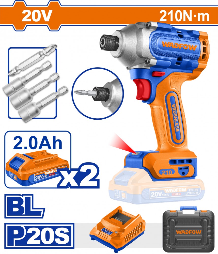 ไขควงกระแทกไร้สาย WADFOW WCD2B21 20V