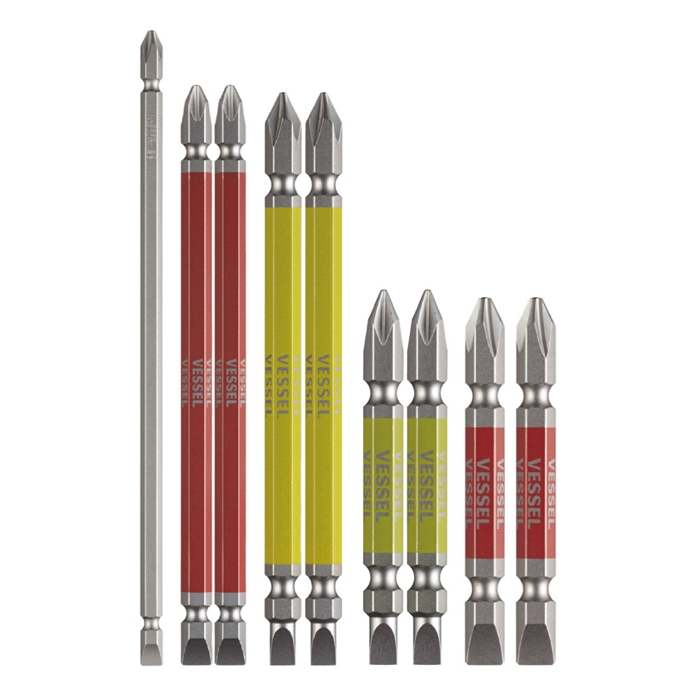 ดอกไขควงลมแฉก-แบน VESSEL GS14 Series Double End Combi ขนาด PH1 & PH2