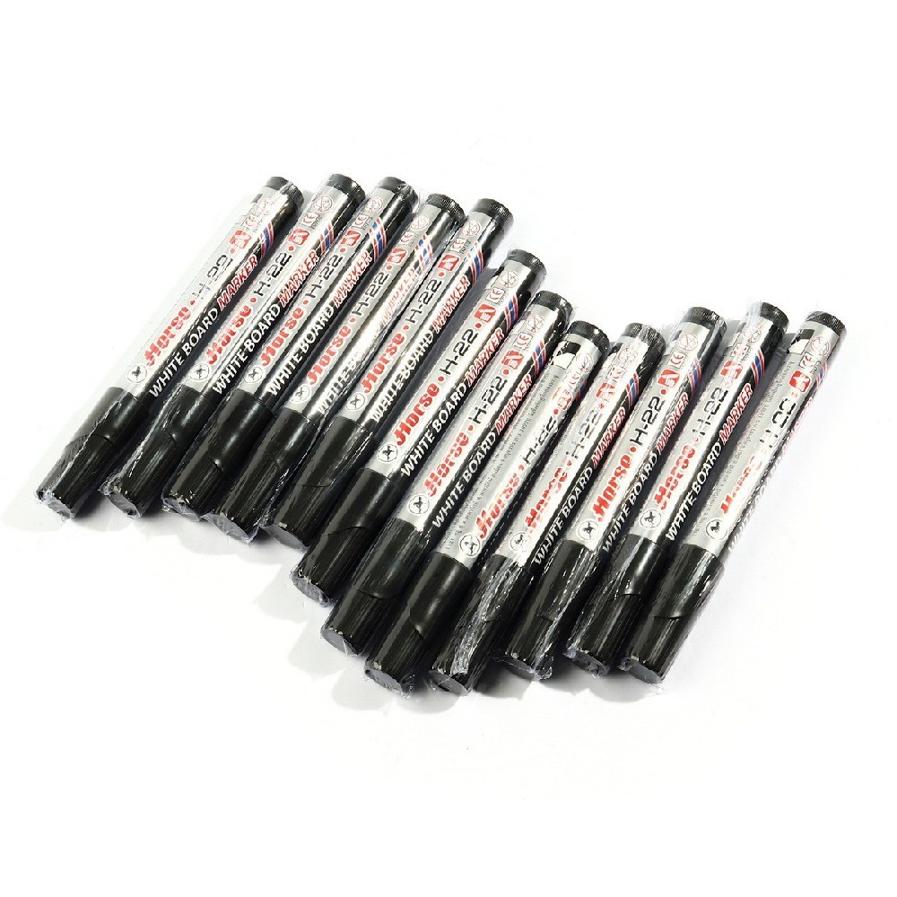 ปากกาไวท์บอร์ด H 22 หัวกลม สีดำ HORSE รุ่น H251 0090