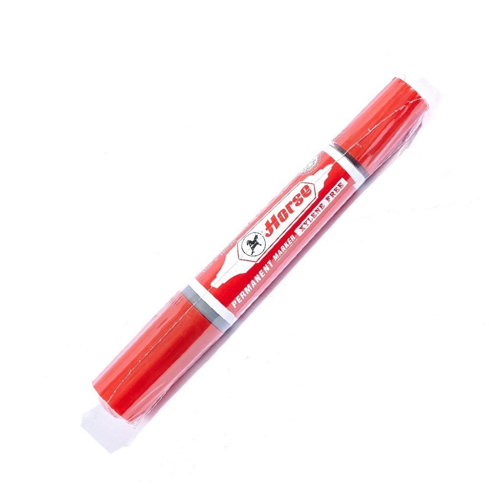 ปากกาเคมี 2 หัว สีแดง HORSE รุ่น H251 0010