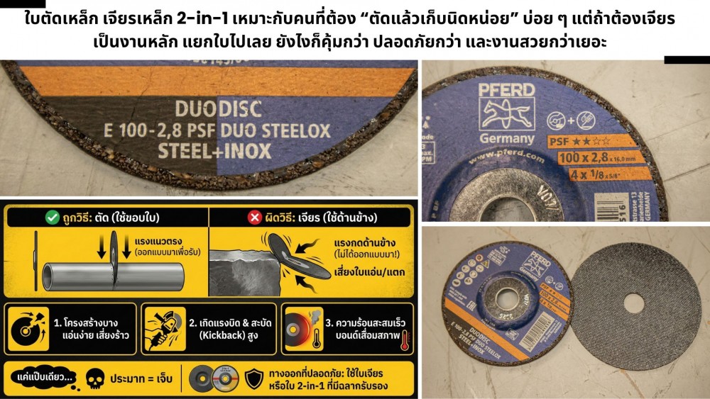 รวมเหตุผล ทำไมห้ามใช้ ใบตัดเหล็ก กับงานเจียร แม้งานเล็ก