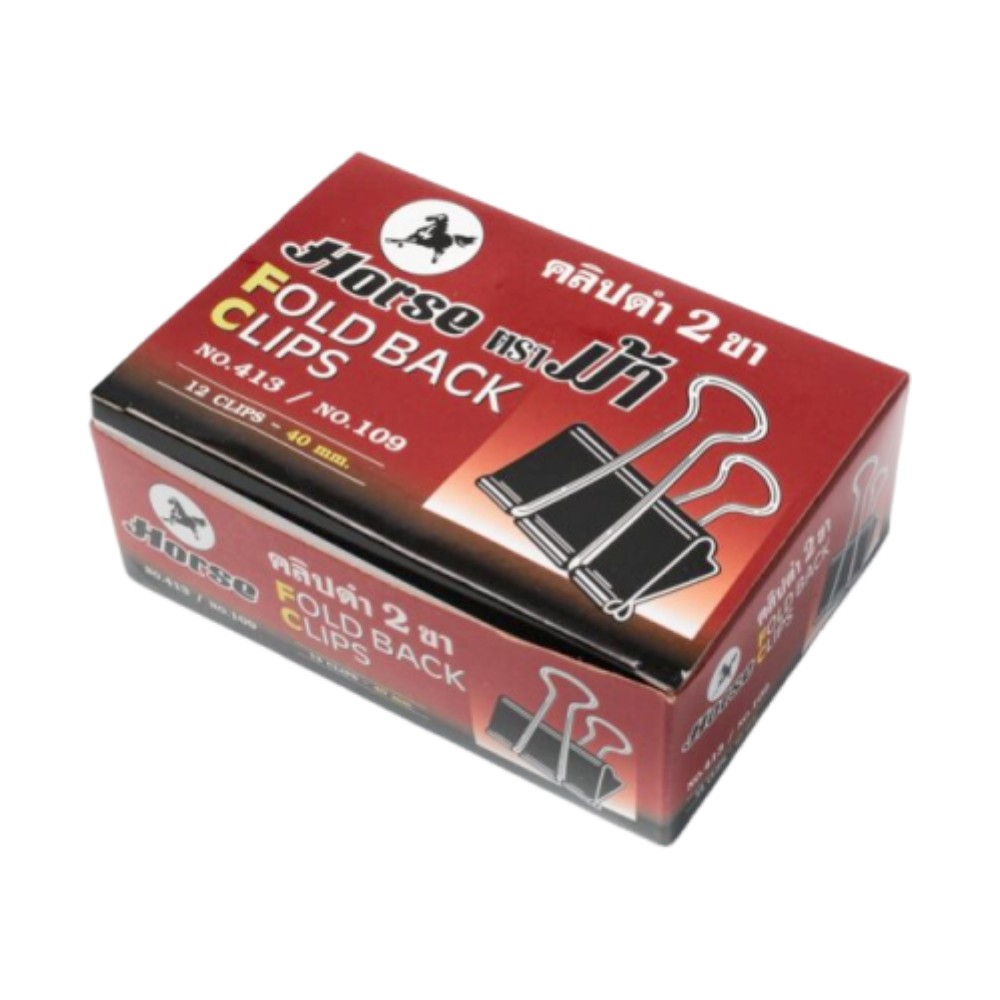 คลิปดำ NO 109 ขนาด 40 มม  HORSE รุ่น H251 1010  บรรจุ 12 ตัว กล่อง 