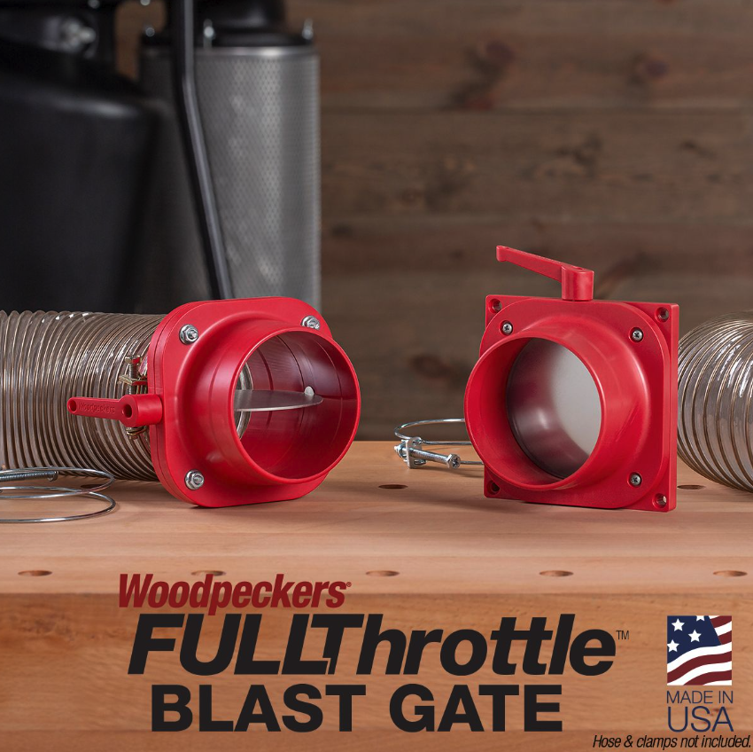วาล์วเปิด ปิดท่อดูดฝุ่น Woodpeckers FTBG IL FullThrottle Blast Gate ขนาด 4 นิ้ว แบบ Inline