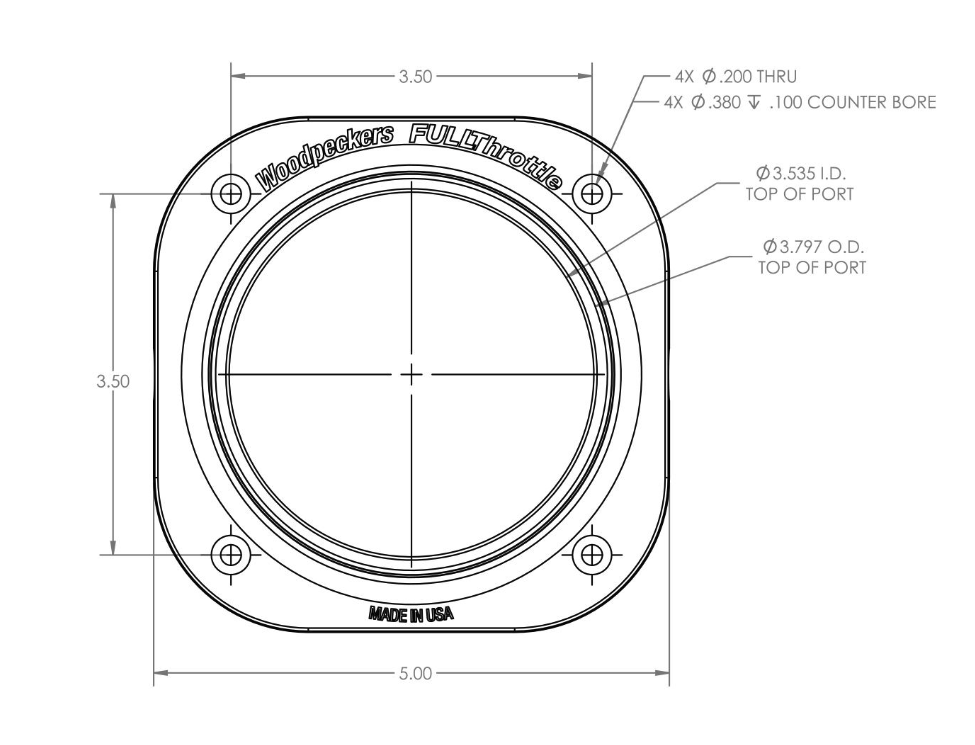 วาล์วเปิด ปิดท่อดูดฝุ่น Woodpeckers FTBG IL FullThrottle Blast Gate ขนาด 4 นิ้ว แบบ Inline