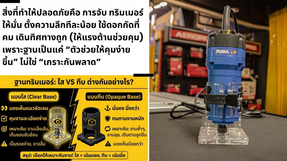 ฐานรอง ทริมเมอร์ แบบใสกับแบบทึบ ใช้ต่างกันไหม
