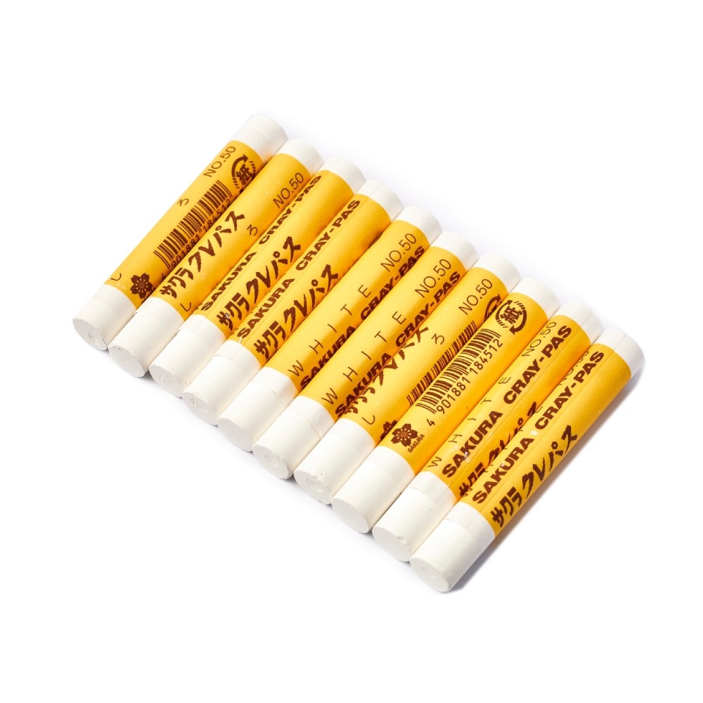 สีชอล์ก SAKURA LP 50 สีขาว  10 แท่ง กล่อง 