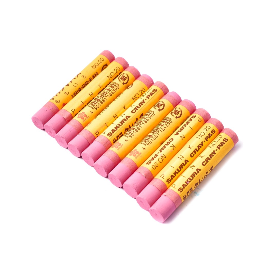 สีชอล์ก SAKURA LP 20 สีชมพู  10 แท่ง กล่อง 