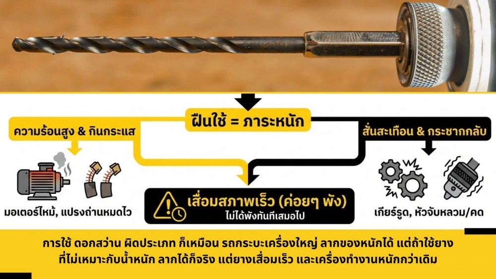 ใช้ ดอกสว่าน ผิดประเภท เสี่ยงทำให้เครื่องพัง จริงหรือไม่ ใช้ ดอกสว่าน ผิดประเภท เสี่ยงทำให้เครื่องพัง จริงหรือไม่
