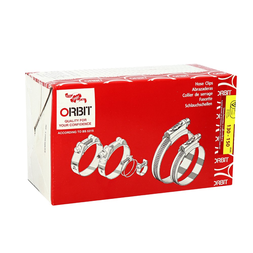 เข็มขัดรัดท่อ ORBIT  6X ขนาด 130 150 mm   25 ชิ้น กล่อง 