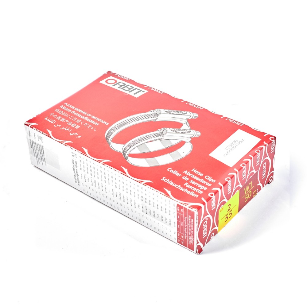 เข็มขัดรัดท่อ ORBIT  2 ขนาด 40 55 mm   50 ชิ้น กล่อง 
