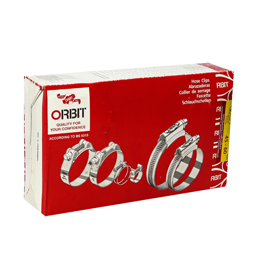 เข็มขัดรัดท่อ ORBIT  2X ขนาด 45 60 mm   50 ชิ้น กล่อง 