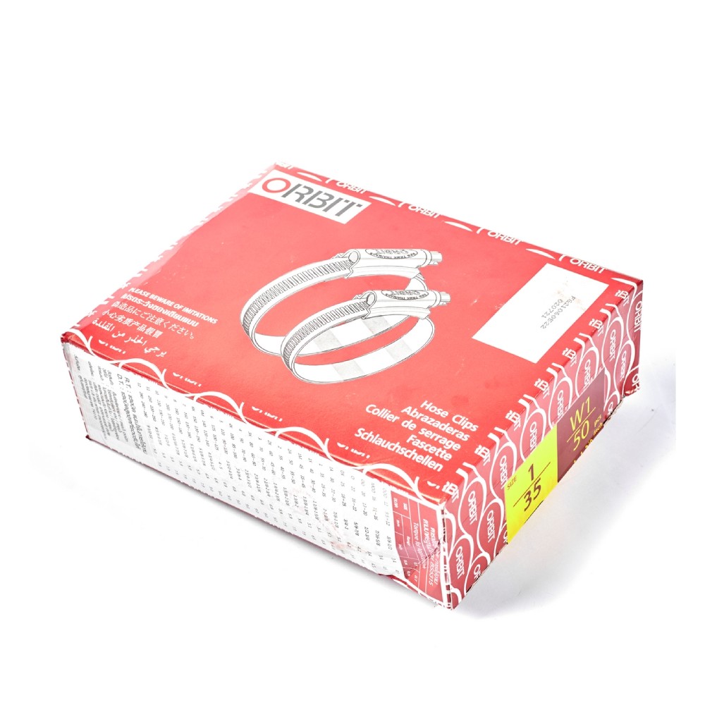 เข็มขัดรัดท่อ ORBIT  1 ขนาด 25 35 mm   50 ชิ้น กล่อง 