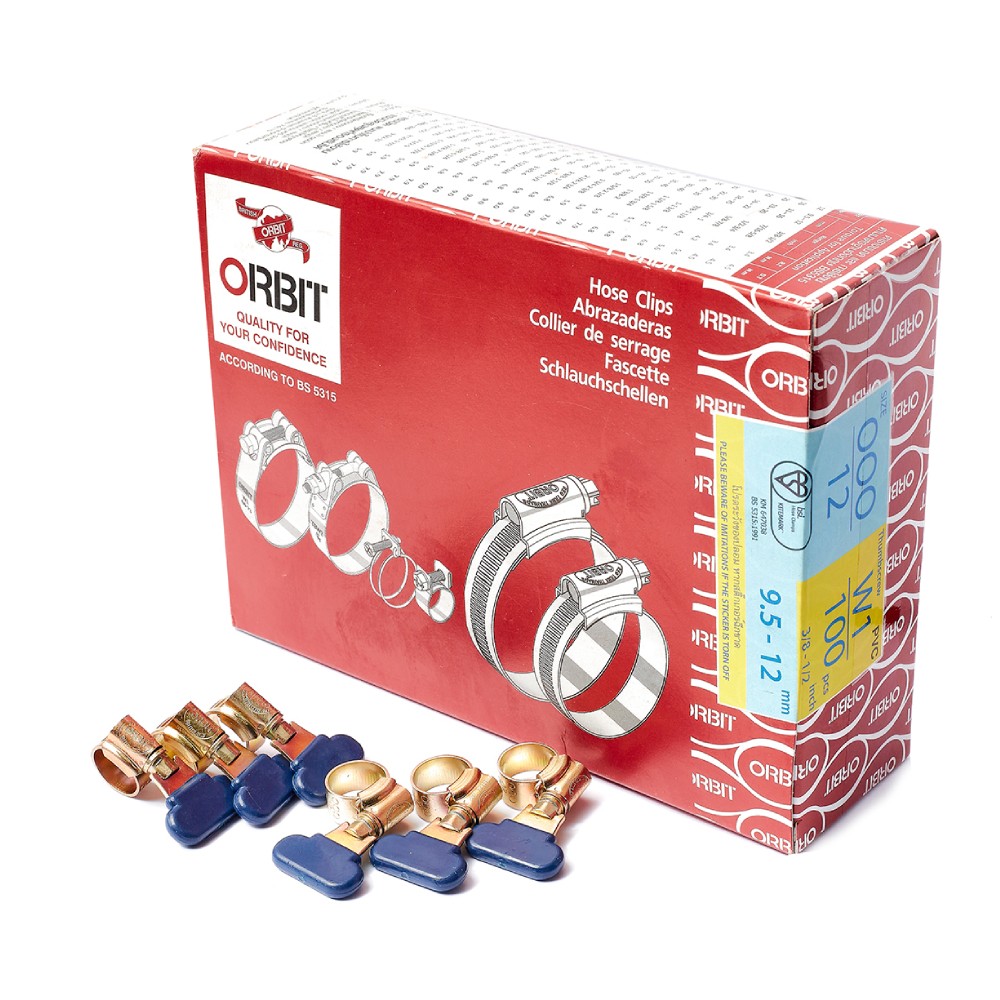 เข็มขัดรัดท่อ หางปลา ORBIT  OOO ขนาด 9 5 12 mm   100 ชิ้น กล่อง 