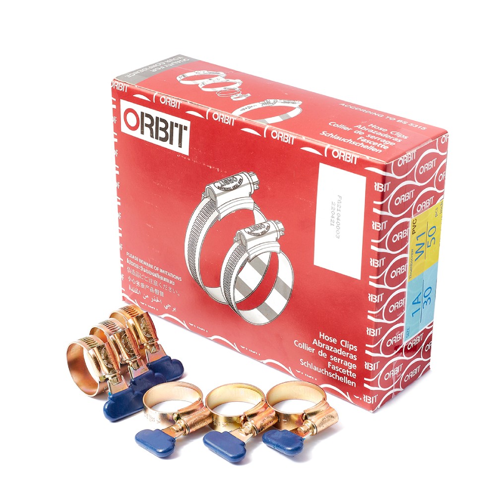 เข็มขัดรัดท่อ หางปลา ORBIT  1A ขนาด 22 30 mm   100 ชิ้น กล่อง 