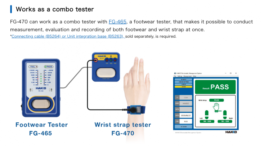 เครื่องทดสอบสายรัดข้อมือ วัดไฟฟ้าสถิต HAKKO FG470 09 System Tester