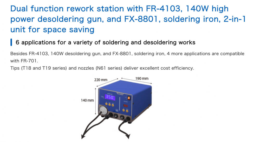 เครื่องบัดกรี ถอดอุปกรณ์บัดกรี HAKKO FR 701 Rework Station