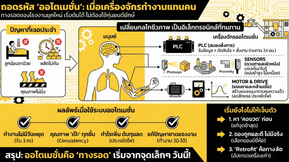 เจาะลึก อุปกรณ์ออโตเมชั่น คืออะไร กุญแจลับเปลี่ยนโรงงานธรรมดา ให้เป็น Smart Factory ที่คู่แข่งต้องอิจฉา