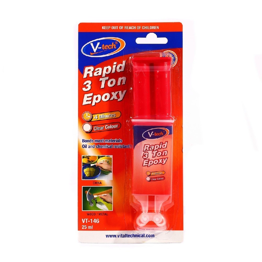 กาวอีพอกซ์ซี่แห้งเร็วแบบหลอด V TECH V052 VT146C สีใส