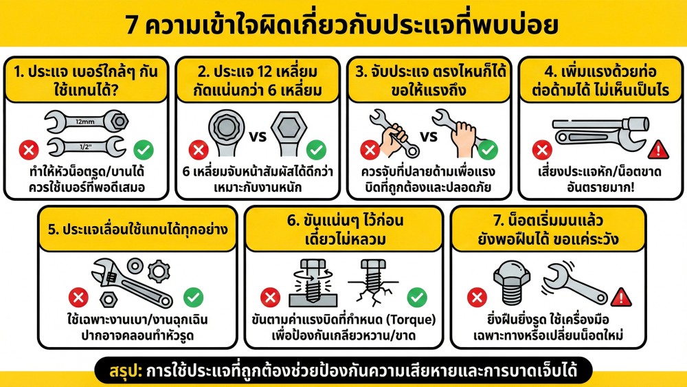 7 ความเข้าใจผิดเรื่อง ประแจ ที่ทำให้น็อตพังโดยไม่รู้ตัว