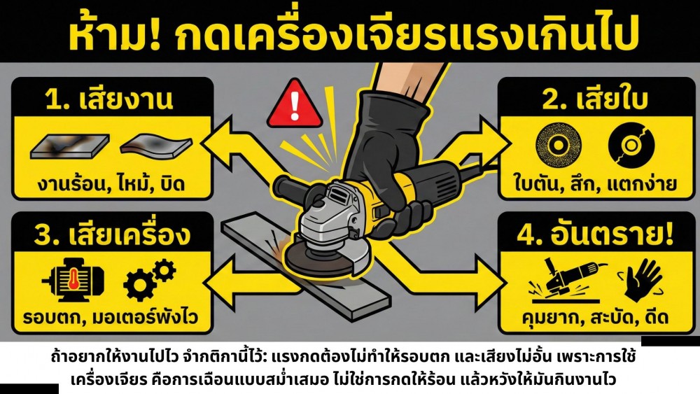 ใช้ เครื่องเจียร หรือลูกหมู ทำไมถึงห้ามกดแรง ส่งผลกับอะไรบ้าง ใช้ เครื่องเจียร หรือลูกหมู ทำไมถึงห้ามกดแรง ส่งผลกับอะไรบ้าง