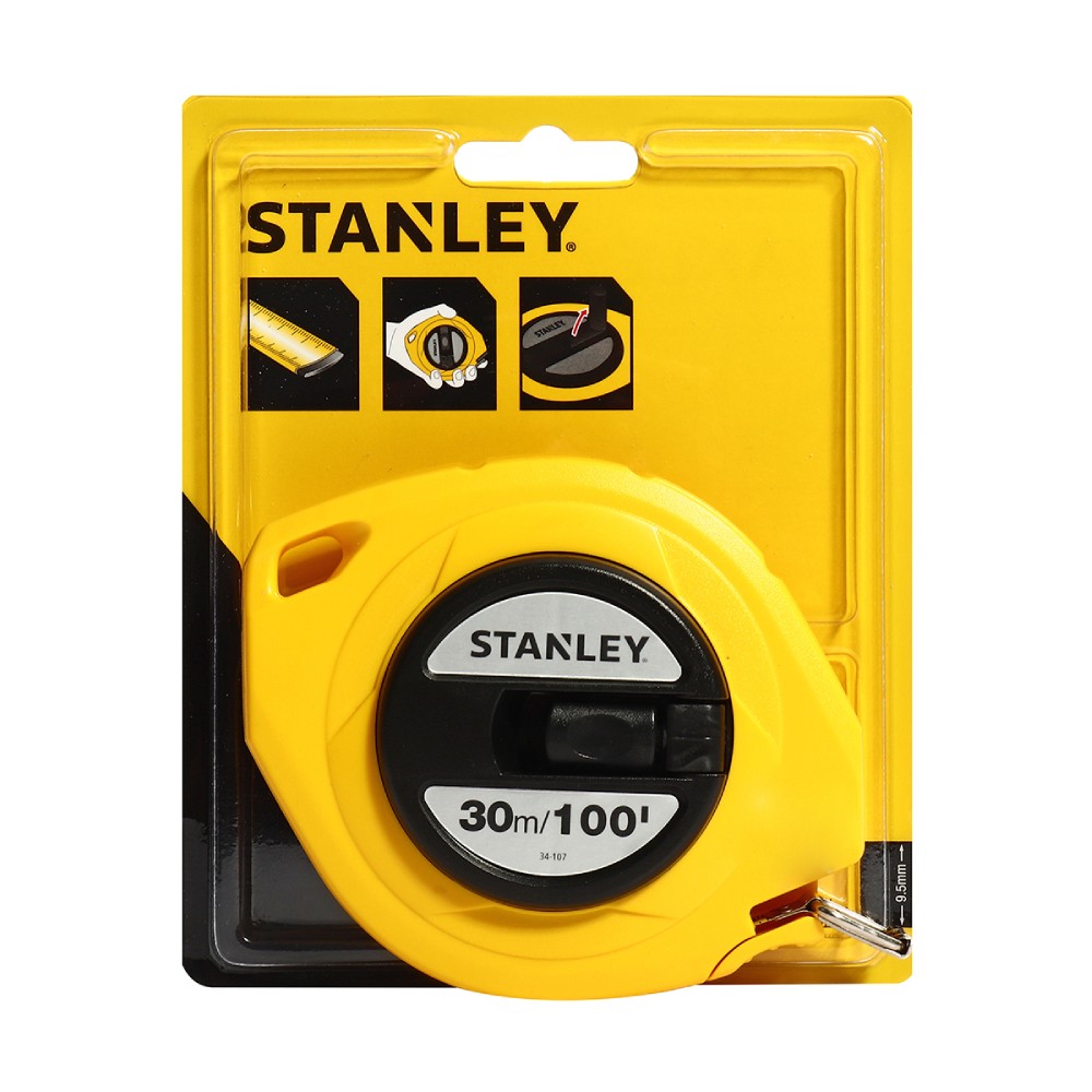 เทปวัดสายเหล็ก STANLEY 34 107N 20 159 ความยาว 30 เมตร  100 ฟุต 