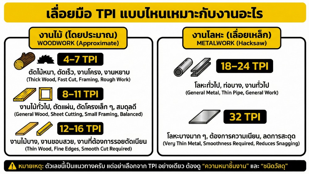 TPI คืออะไร ยิ่งฟันถี่ ยิ่งทำให้ เลื่อยมือ ตัดดีจริงไหม TPI คืออะไร ยิ่งฟันถี่ ยิ่งทำให้ เลื่อยมือ ตัดดีจริงไหม