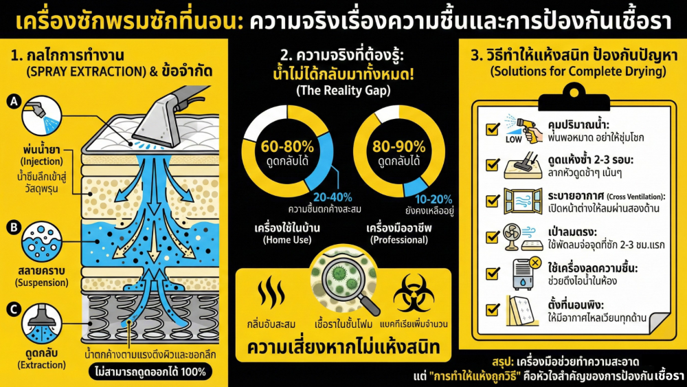 เครื่องซักพรมดูดน้ำกลับหมดไหม ไขข้อสงสัยเรื่องการซักที่นอนและโซฟาด้วยเครื่องซักพรม พร้อมวิธีทำให้แห้งเร็ว ไม่อับ ไม่ขึ้นรา เครื่องซักพรมดูดน้ำกลับหมดไหม ไขข้อสงสัยเรื่องการซักที่นอนและโซฟาด้วยเครื่องซักพรม พร้อมวิธีทำให้แห้งเร็ว ไม่อับ ไม่ขึ้นรา