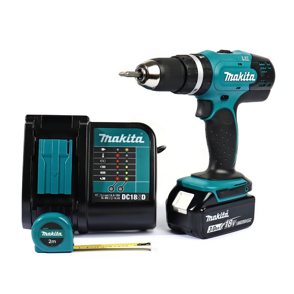 สว่านกระแทกไร้สาย MAKITA DHP453SFX8 ขนาด 1 2 นิ้ว 18V  พร้อมแท่นชาร์จและแบตเตอรี่