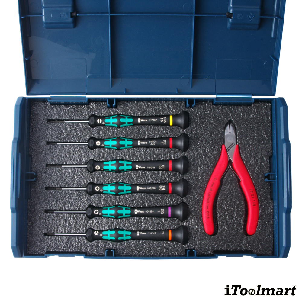 ชุดเครื่องมือช่าง ขนาดเล็ก ITOOLMART COMBO Precision Micro Set  WERA x KNIPEX พร้อมกล่อง BOSCH L BOXX Mini   7 ชิ้น 