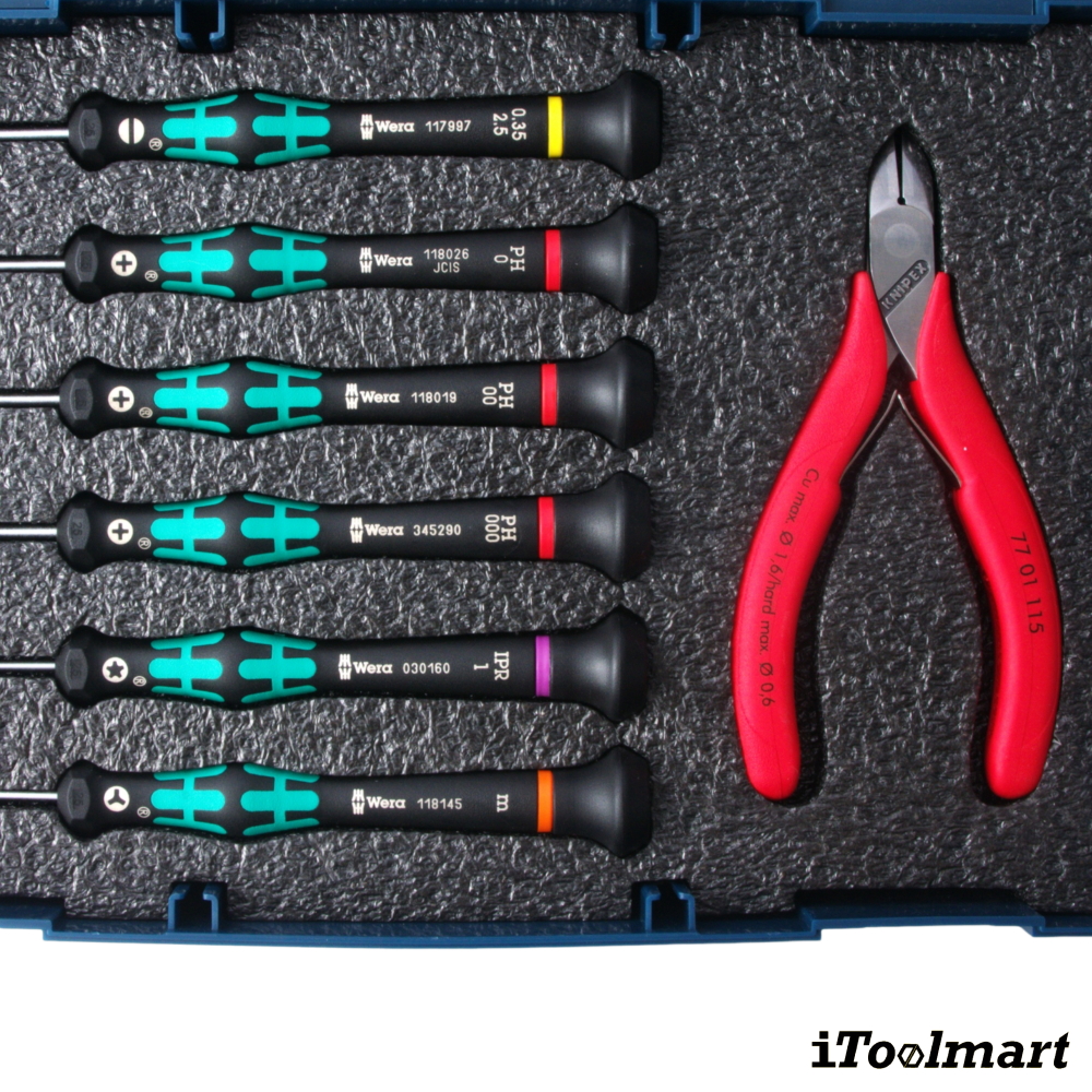 ชุดเครื่องมือช่าง ขนาดเล็ก ITOOLMART COMBO Precision Micro Set  WERA x KNIPEX พร้อมกล่อง BOSCH L BOXX Mini   7 ชิ้น 