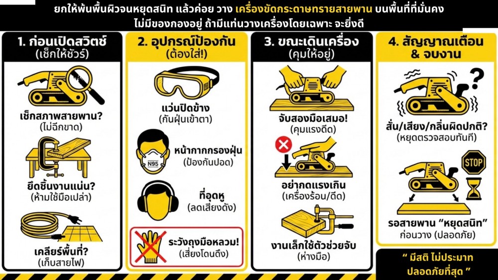 เครื่องขัดกระดาษทรายสายพาน กับเรื่องความปลอดภัยที่ไม่ควรมองข้าม