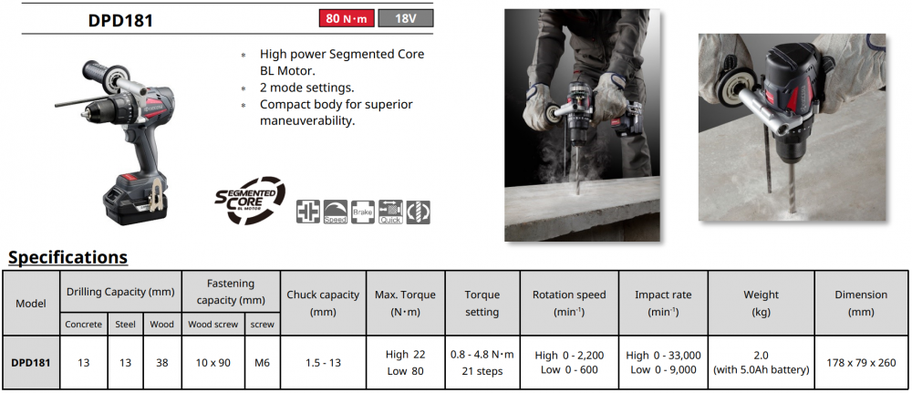 Kyocera DPD181 IMPACT DRILL