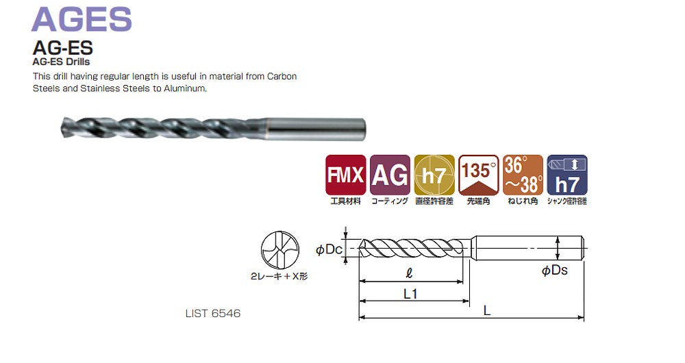 ดอกสว่านไฮสปีด NACHI L6546 AGES Drill