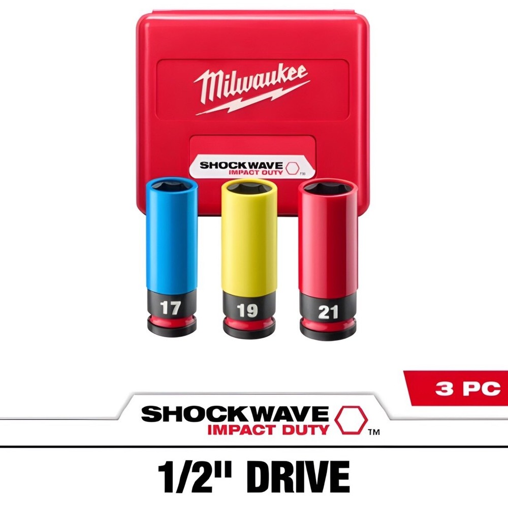 ชุดลูกบล็อก สำหรับถอดล้อรถยนต์ MILWAUKEE 49-66-7834 ขนาด 1/2 นิ้ว (3 ชิ้น)