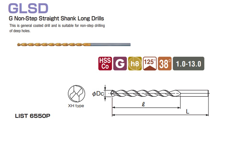 NACHI L6550P G Non-Step Straight Shank Long Drills