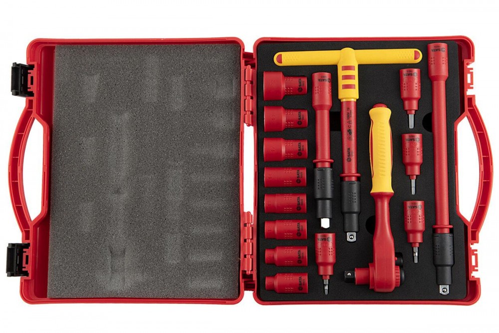 ชุดลูกบล็อกหุ้มฉนวน ป้องกันไฟฟ้า SATA 09268 ขนาด 3/8 นิ้ว จำนวน 16 ชิ้น