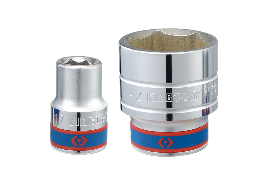 ลูกบ๊อกสั้น หน่วย mm. สีขาวขนาดรู 3/4 นิ้ว 6 เหลี่ยม KINGTONY 633523M ขนาด 23 mm.