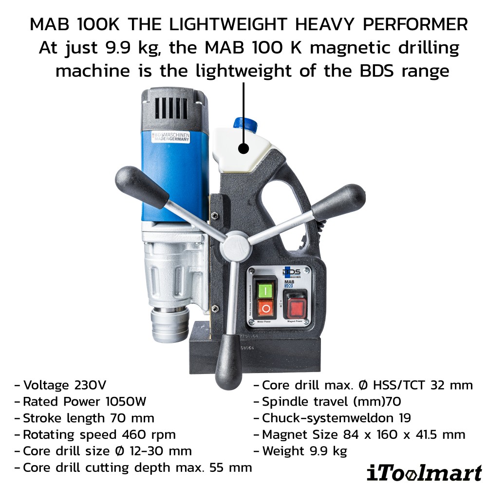 สว่านแท่นแม่เหล็ก BDS MAB 100K มอเตอร์กำลังไฟ 1050 วัตต์