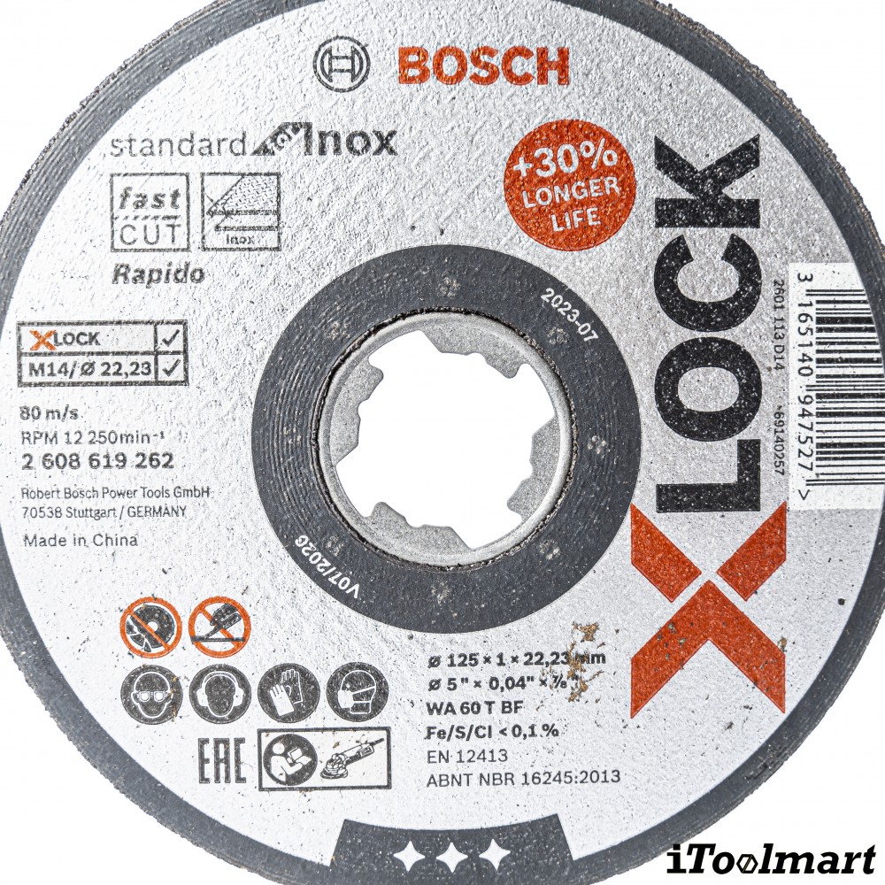 ใบตัดเหล็ก 5 นิ้ว BOSCH Standard for Inox ระบบ X LOCK 125 x 1 x 22 23 มม 