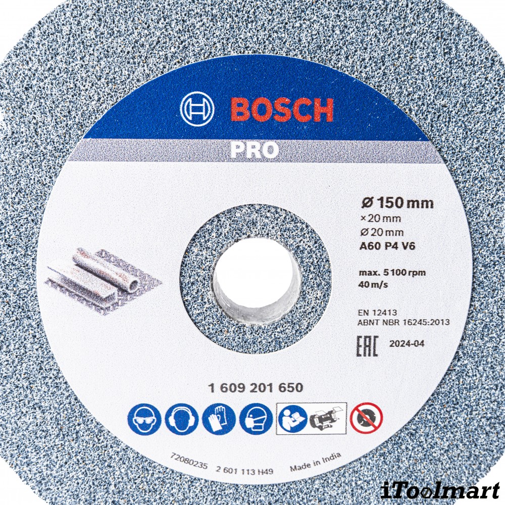 ใบเจียร 6 นิ้ว BOSCH  A60 ขนาด 150 มม 