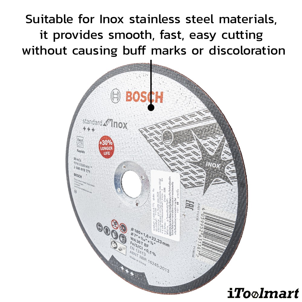 ใบตัดเหล็ก 7 นิ้ว BOSCH 2 608 619 771 ขนาด 180 x 1 6 x 22 23 มม  PRO