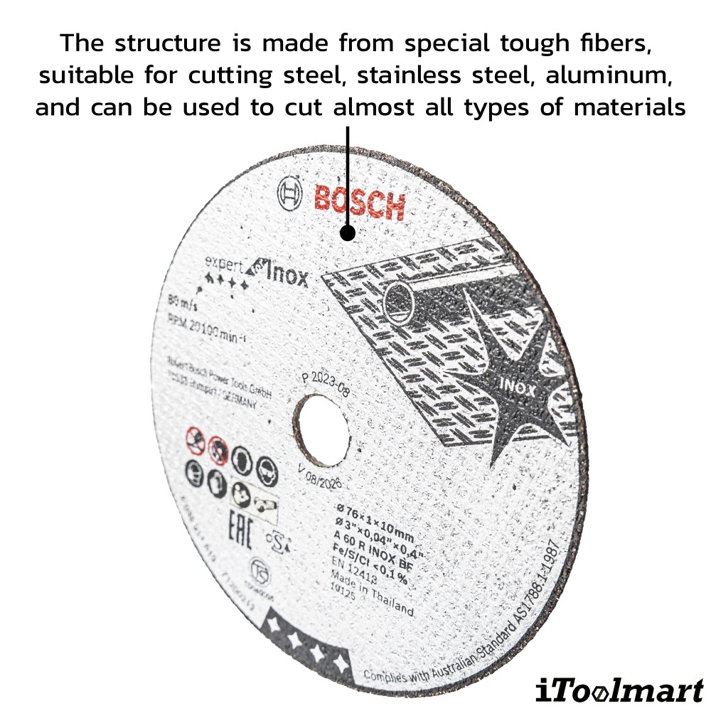 ใบตัดเหล็ก BOSCH 3 นิ้ว หนา 1 mm  5ใบ กล่อง 