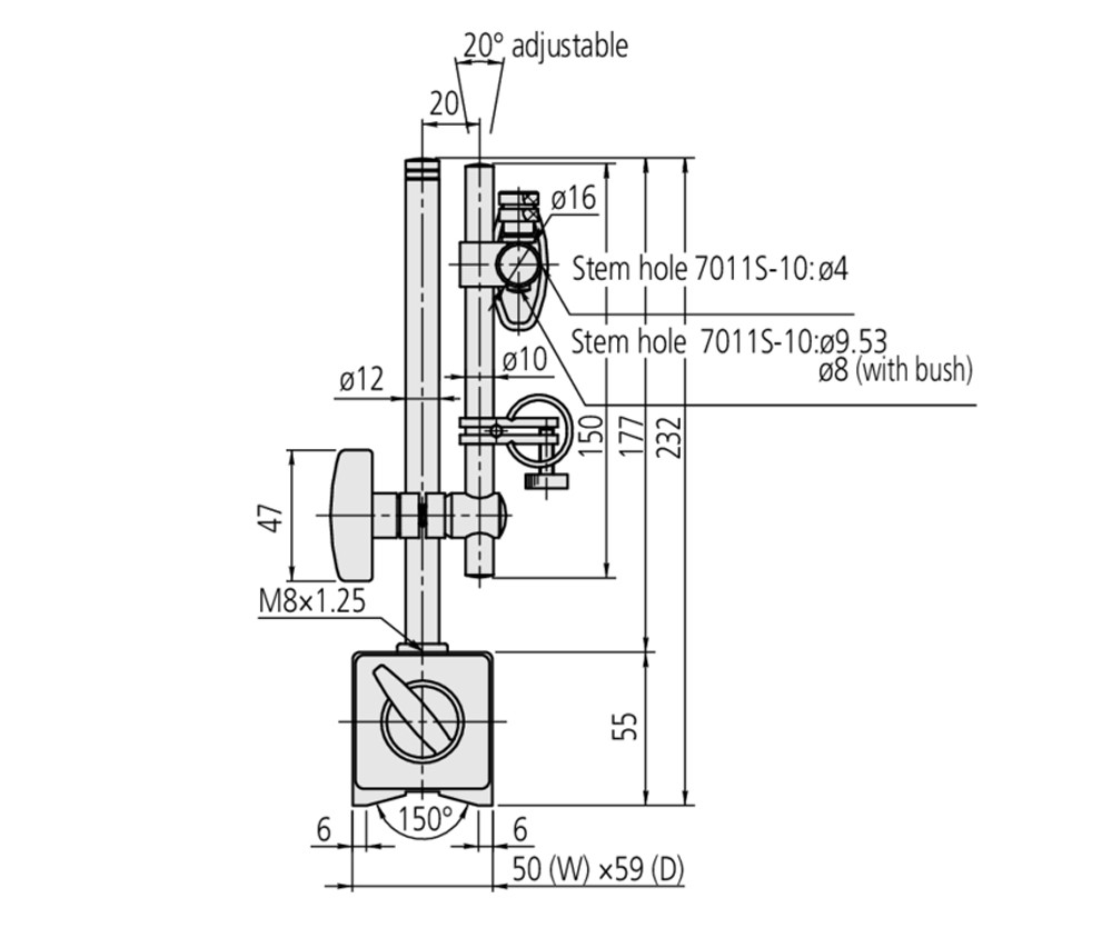 ขาตั้งแม่เหล็ก Mitutoyo 7011S 10  Magnetic Stands  แรงแม่ยึดเหล็ก 600N
