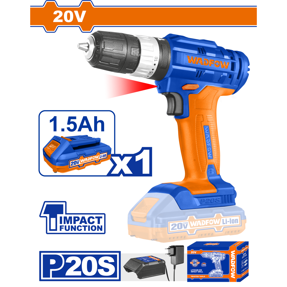 สว่านไร้สาย 20V WADFOW WCDP521