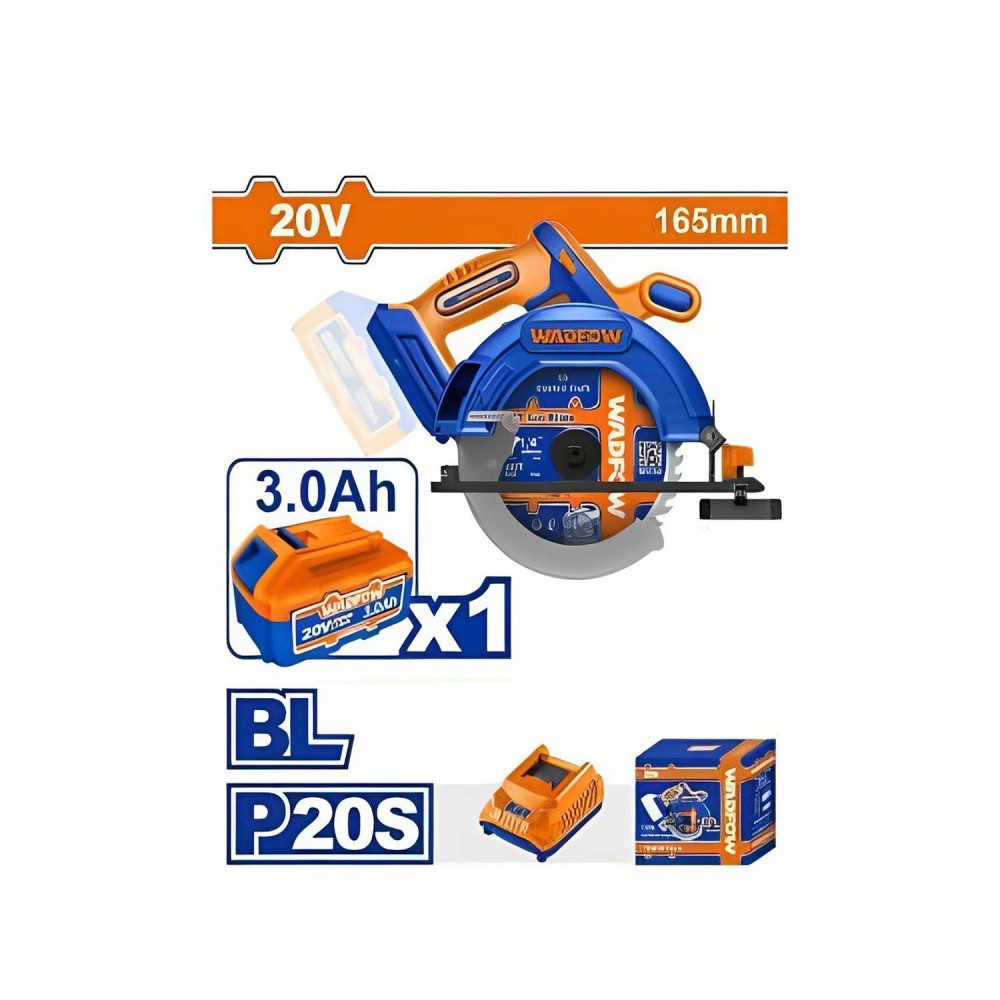 เลื่อยวงเดือนไร้สาย WADFOW WLWP5521 20V 165 mm 