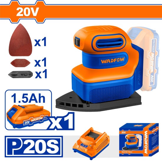 เครื่องขัดกระดาษทรายสามเหลี่ยมไร้สาย WADFOW WRAP5021 20V 