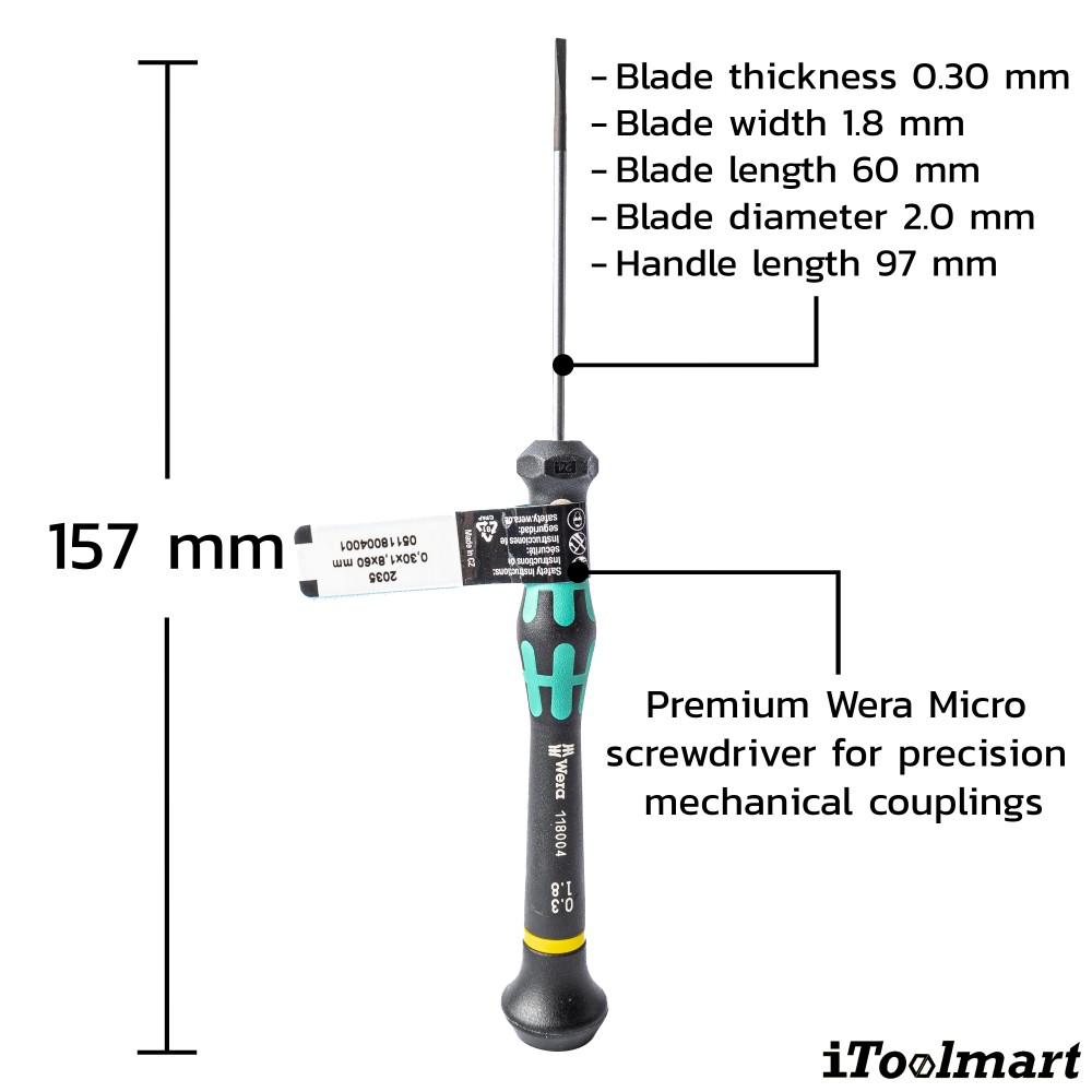 ไขควงปากแบน Wera Screwdriver 2035 05118004001 ขนาด 0 30x1 8x60  mm